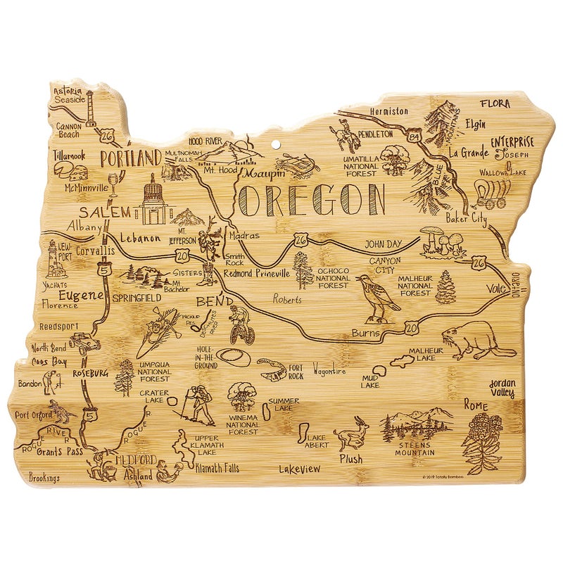 Totally Bamboo Destination Oregon State Shaped Cutting Board, Charcuterie and Cheese Serving Board â€“ Oregon Gift for Home DÃ©cor or Everyday Kitchen Use - Image 1